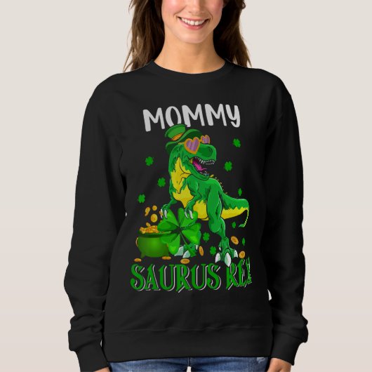 Mama Saurus Rex St Patrick S Day Leprechaun Dinos Trui (Voorkant)