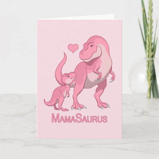 Mama Saurus T-Rex and Baby Girl Dinosaurs Aankondiging (Voorkant)
