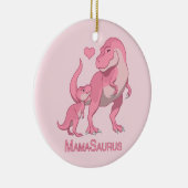 Mama Saurus T-Rex and Baby Girl Dinosaurs Keramisch Ornament (Rechts)