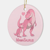 Mama Saurus T-Rex and Baby Girl Dinosaurs Keramisch Ornament (Links)