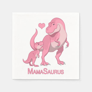 Mama Saurus T-Rex and Baby Girl Dinosaurs Servet