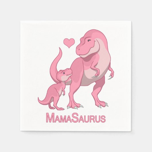 Mama Saurus T-Rex and Baby Girl Dinosaurs Servet (Voorkant)