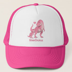 Mama Saurus T-Rex and Baby Girl Dinosaurs Trucker Pet
