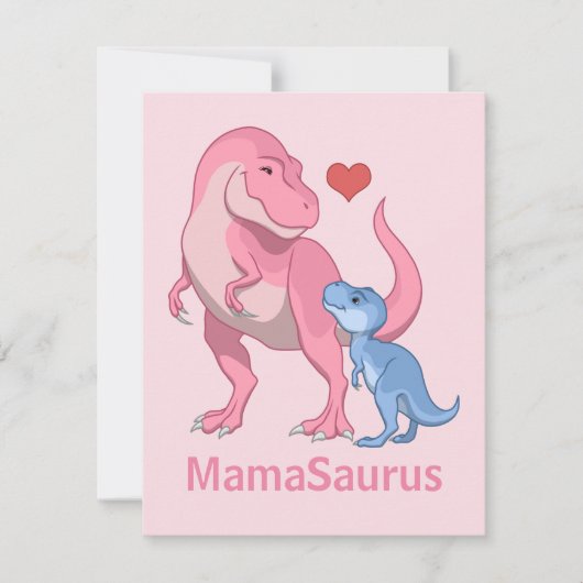 Mama Saurus T-Rex en Baby Boy Dinosaurs Aankondiging (Voorkant)
