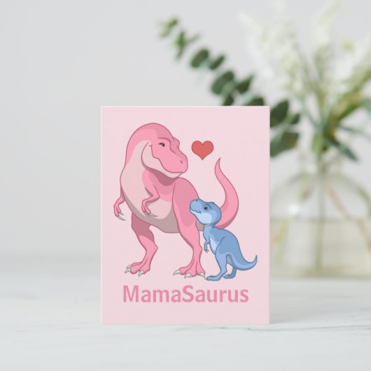 Mama Saurus T-Rex en Baby Boy Dinosaurs Aankondiging (Staand voorkant)