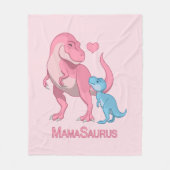 Mama Saurus T-Rex en Baby Boy Dinosaurs Fleece Deken (Voorkant)