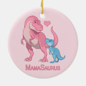 Mama Saurus T-Rex en Baby Boy Dinosaurs Keramisch Ornament (Achterkant)