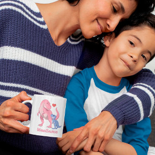 Mama Saurus T-Rex en Baby Boy Dinosaurs Koffiemok