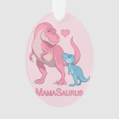 Mama Saurus T-Rex en Baby Boy Dinosaurs Ornament (voorkant)