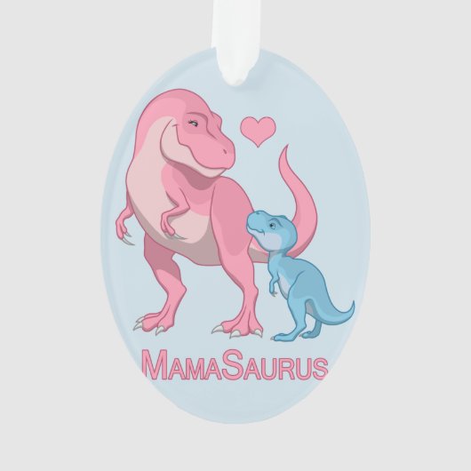 Mama Saurus T-Rex en Baby Boy Dinosaurs Ornament (achterkant)