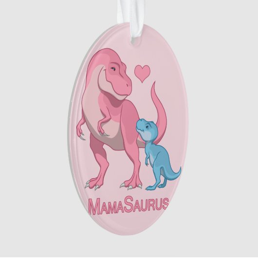 Mama Saurus T-Rex en Baby Boy Dinosaurs Ornament (voorkant)