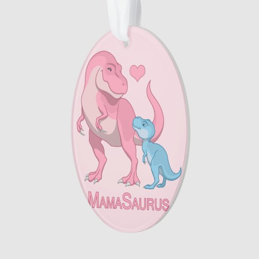 Mama Saurus T-Rex en Baby Boy Dinosaurs Ornament (voorkant)