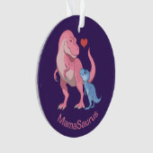 Mama Saurus T-Rex en Baby Boy Dinosaurs Ornament (voorkant)