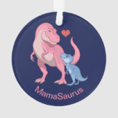 Mama Saurus T-Rex en Baby Boy Dinosaurs Ornament (achterkant)