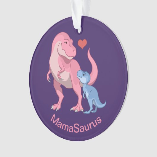 Mama Saurus T-Rex en Baby Boy Dinosaurs Ornament (voorkant)