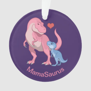 Mama Saurus T-Rex en Baby Boy Dinosaurs Ornament