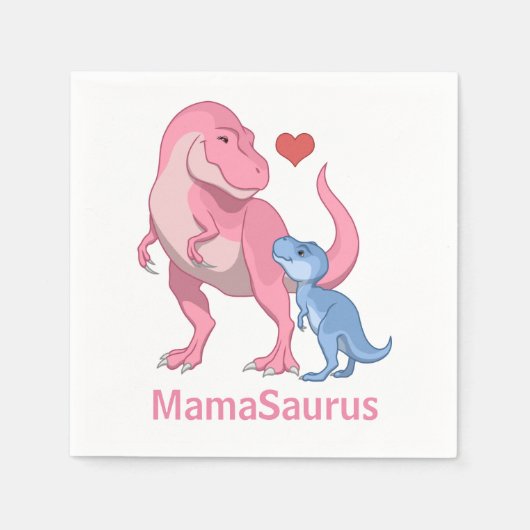Mama Saurus T-Rex en Baby Boy Dinosaurs Servet (Voorkant)