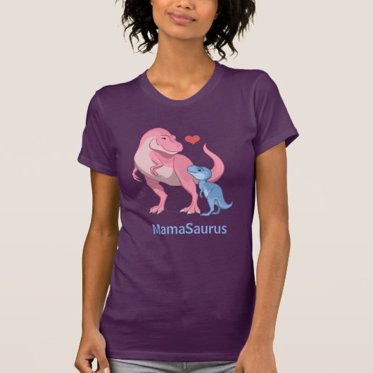 Mama Saurus T-Rex en Baby Boy Dinosaurs T-shirt (Voorkant)