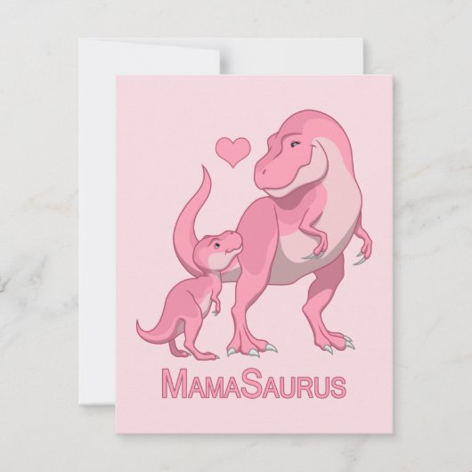 Mama Saurus T-Rex en Baby Girl Dinosaurs Aankondiging (Voorkant)