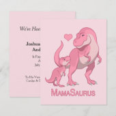 Mama Saurus T-Rex en Baby Girl Dinosaurs Aankondiging (Voorkant / Achterkant)