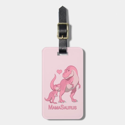 Mama Saurus T-Rex en Baby Girl Dinosaurs Bagagelabel (Voorkant verticaal)