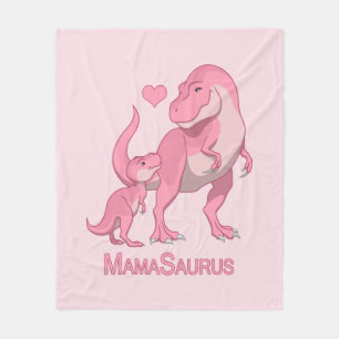 Mama Saurus T-Rex en Baby Girl Dinosaurs Fleece Deken