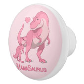 Mama Saurus T-Rex en Baby Girl Dinosaurs Keramische Knop (Rechts)