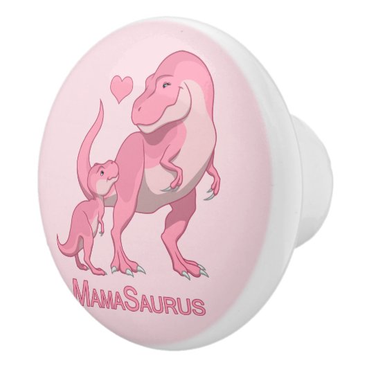 Mama Saurus T-Rex en Baby Girl Dinosaurs Keramische Knop (Rechts)