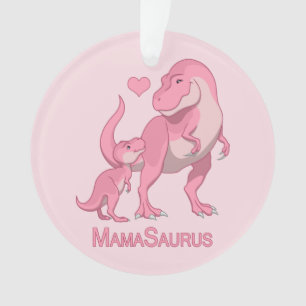 Mama Saurus T-Rex en Baby Girl Dinosaurs Ornament
