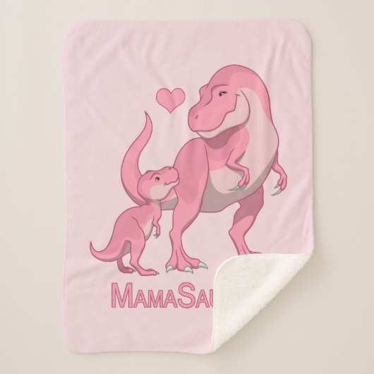 Mama Saurus T-Rex en Baby Girl Dinosaurs Sherpa Deken (Voorkant)