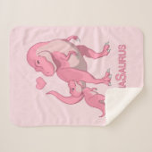 Mama Saurus T-Rex en Baby Girl Dinosaurs Sherpa Deken (Voorkant (horizontaal))