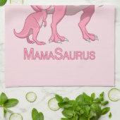 Mama Saurus T-Rex en Baby Girl Dinosaurs Theedoek (Gevouwen)