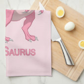 Mama Saurus T-Rex en Baby Girl Dinosaurs Theedoek (Quarter Fold)