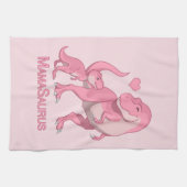 Mama Saurus T-Rex en Baby Girl Dinosaurs Theedoek (Horizontaal)