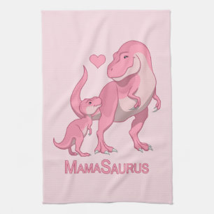 Mama Saurus T-Rex en Baby Girl Dinosaurs Theedoek