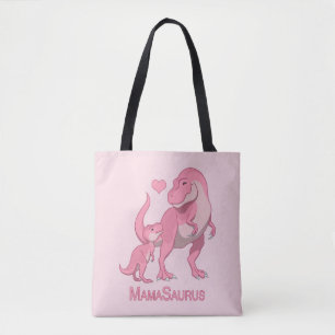 Mama Saurus T-Rex en Baby Girl Dinosaurs Tote Bag