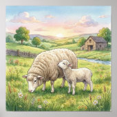 Mama Schaap en Lammetjes Nursery Poster (Voorkant)