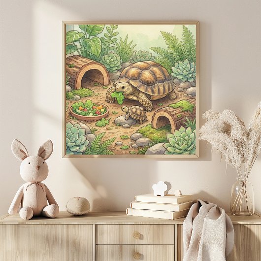 Mama Schildpad en Baby Nursery Poster