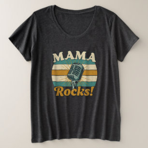 Mama Schudt Microfoon Retro Moederdag Grote Maat T-shirt