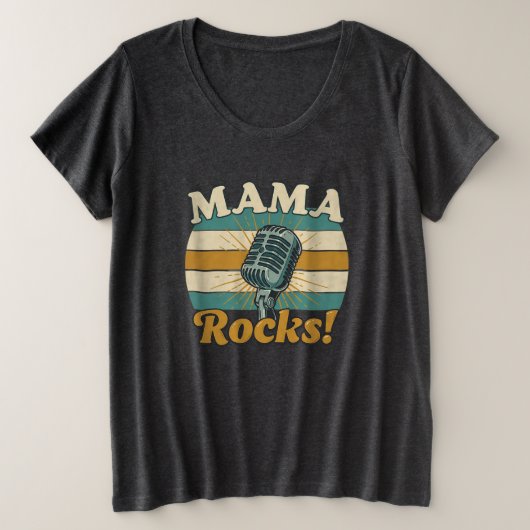 Mama Schudt Microfoon Retro Moederdag Grote Maat T-shirt (Design voorkant)