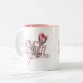 Mama script en Roos Tweekleurige Koffiemok (Voorkant links)