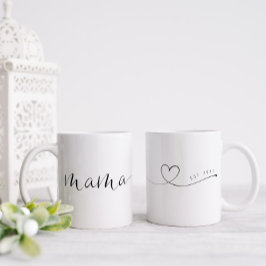 Mama Script Heart | Mam Gift Simple Personated Tweekleurige Koffiemok