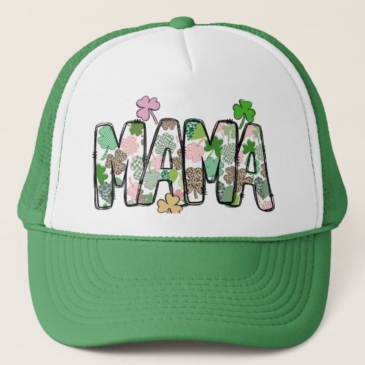 Mama Shamrock St Patricks Day Trucker Hat - C006 Pet (Voorkant)