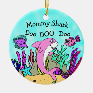 Mama Shark Familie Kerst Ornament