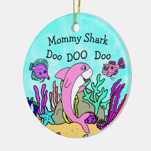 Mama Shark Familie Kerst Ornament (Links)