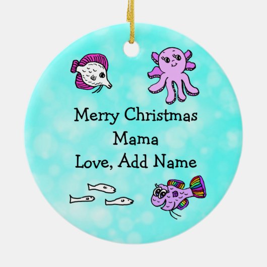 Mama Shark Familie Kerst Ornament (Achterkant)