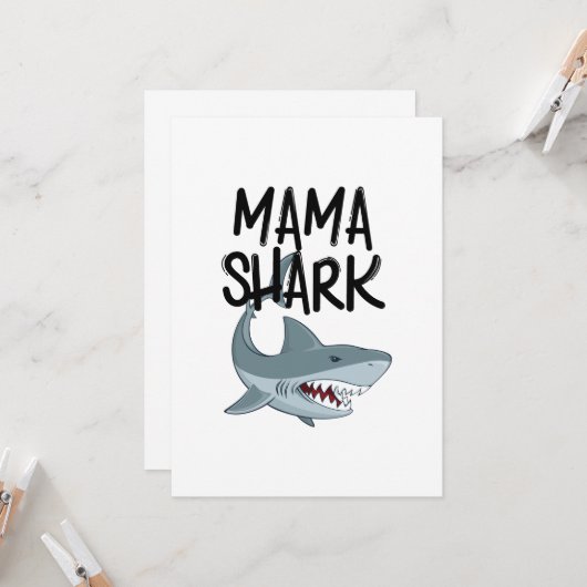 Mama Shark Funny Moederdag Gifts Kaart (Voorkant / Achterkant in situ)