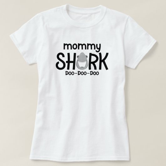 Mama Shark Moederdag Vrouwen Wit T-Shirt (Design voorkant)