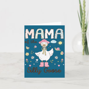 Mama Silly Goose Eerste Verjaardag Illustratie Kaart