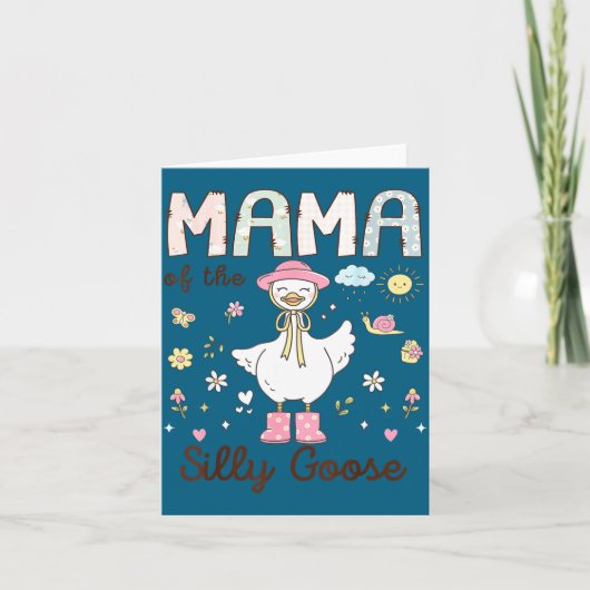 Mama Silly Goose Eerste Verjaardag Illustratie Kaart (Voorkant)